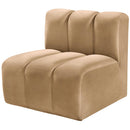 Meridian Arc Camel Velvet Straight Chair IMAGE 6