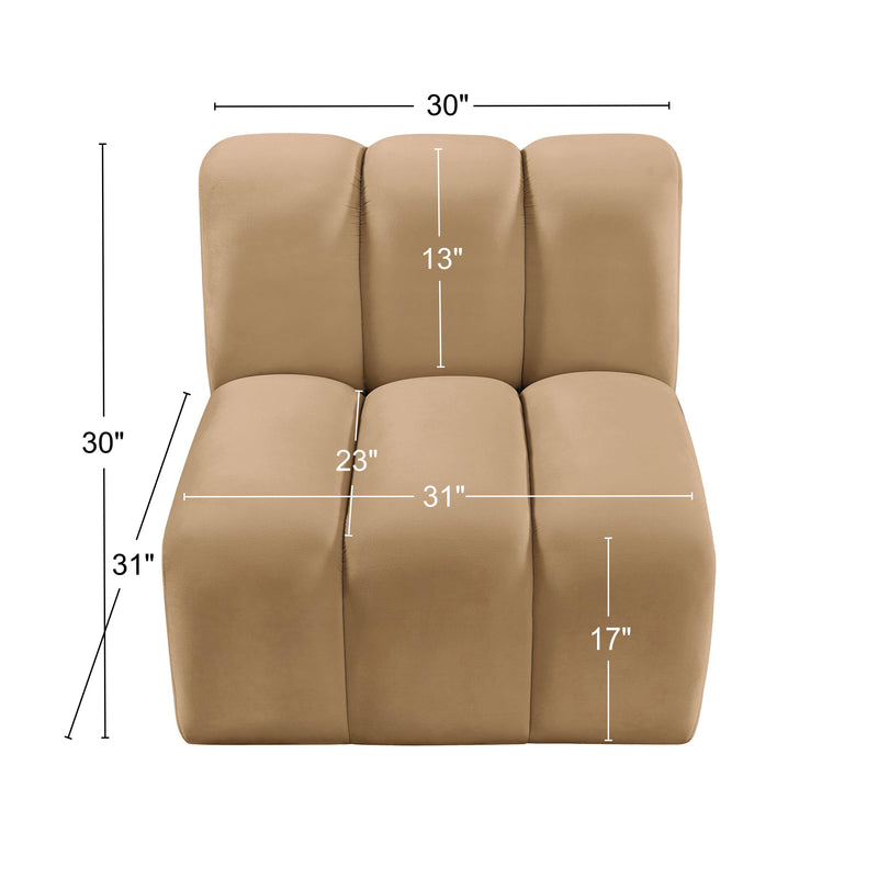 Meridian Arc Camel Velvet Straight Chair IMAGE 8