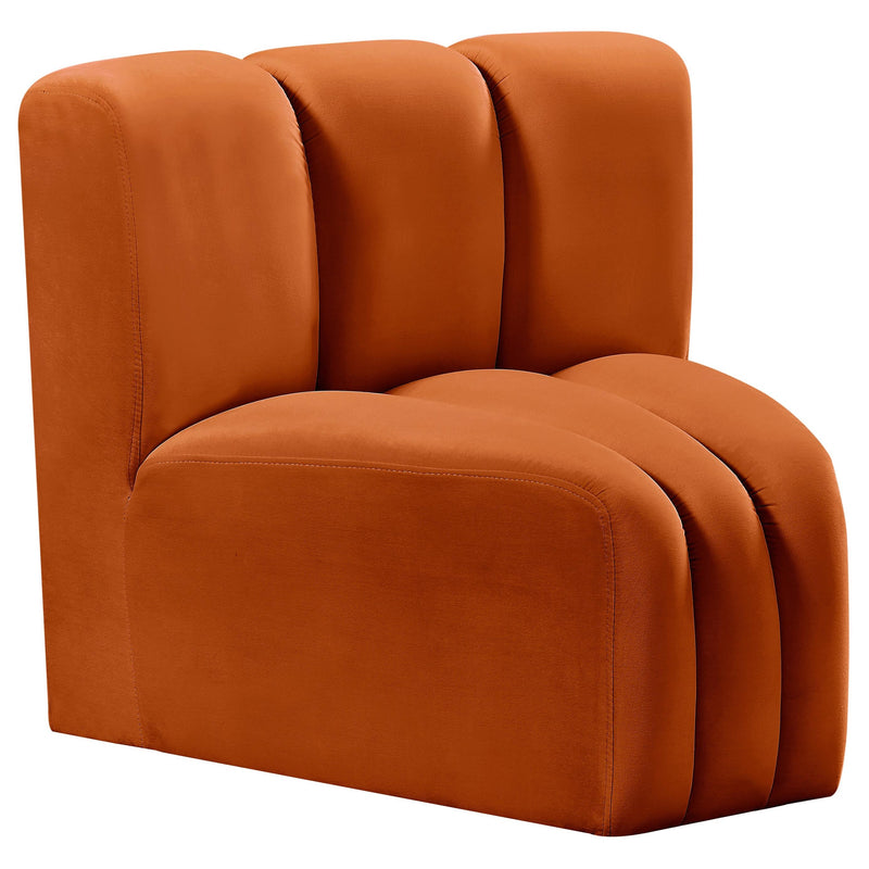 Meridian Arc Cognac Velvet Curved Corner IMAGE 3
