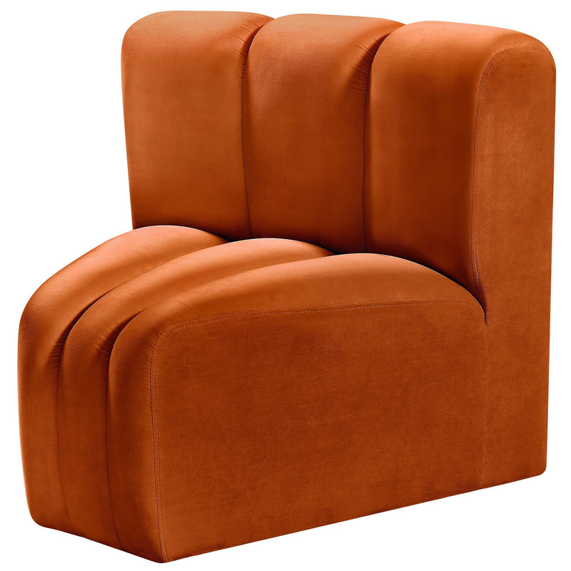 Meridian Arc Cognac Velvet Curved Corner IMAGE 6