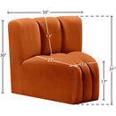 Meridian Arc Cognac Velvet Curved Corner IMAGE 8