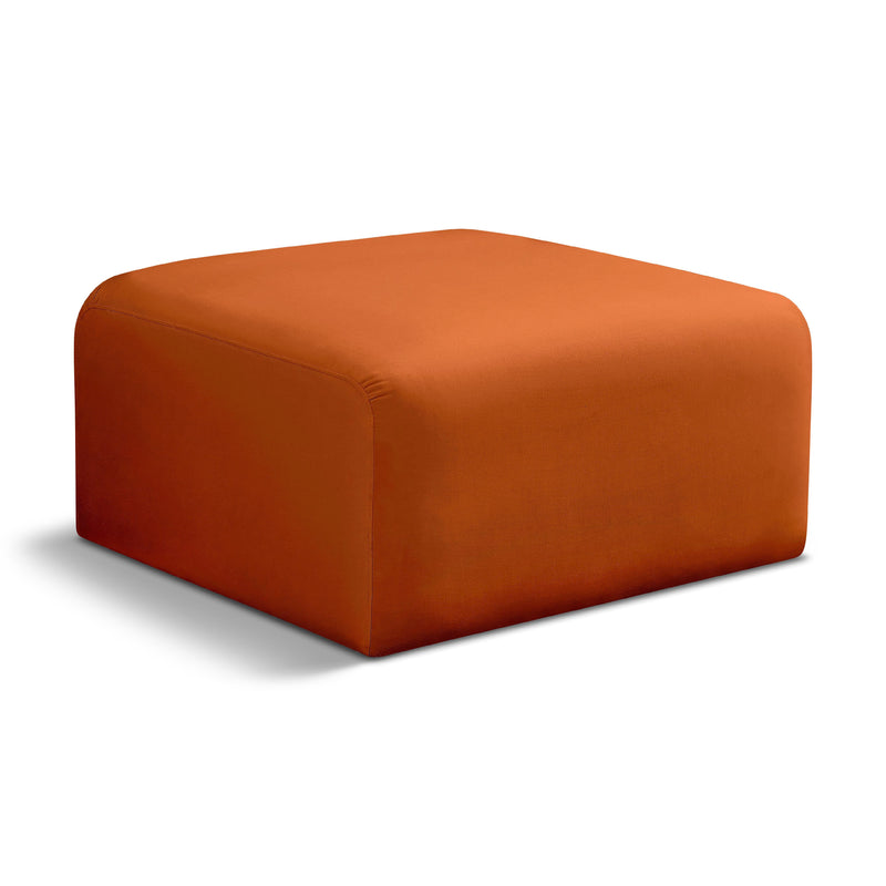 Meridian Arc Cognac Velvet Ottoman IMAGE 1
