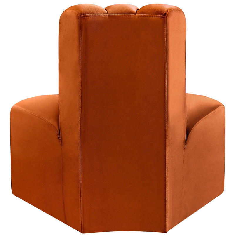 Meridian Arc Cognac Velvet Reverse Corner IMAGE 3