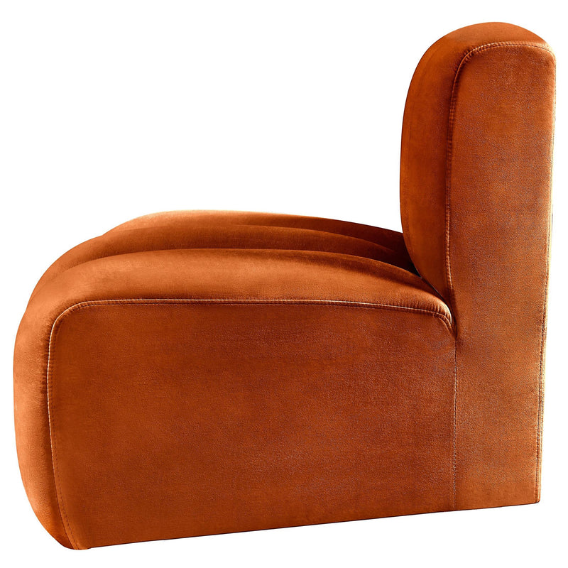 Meridian Arc Cognac Velvet Reverse Corner IMAGE 7