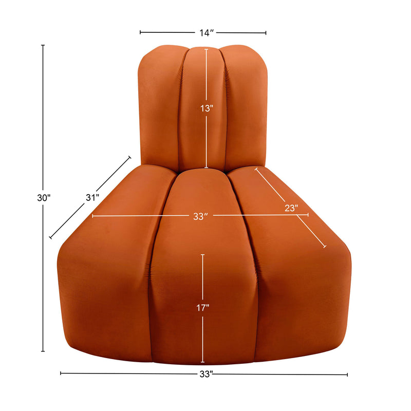 Meridian Arc Cognac Velvet Reverse Corner IMAGE 9