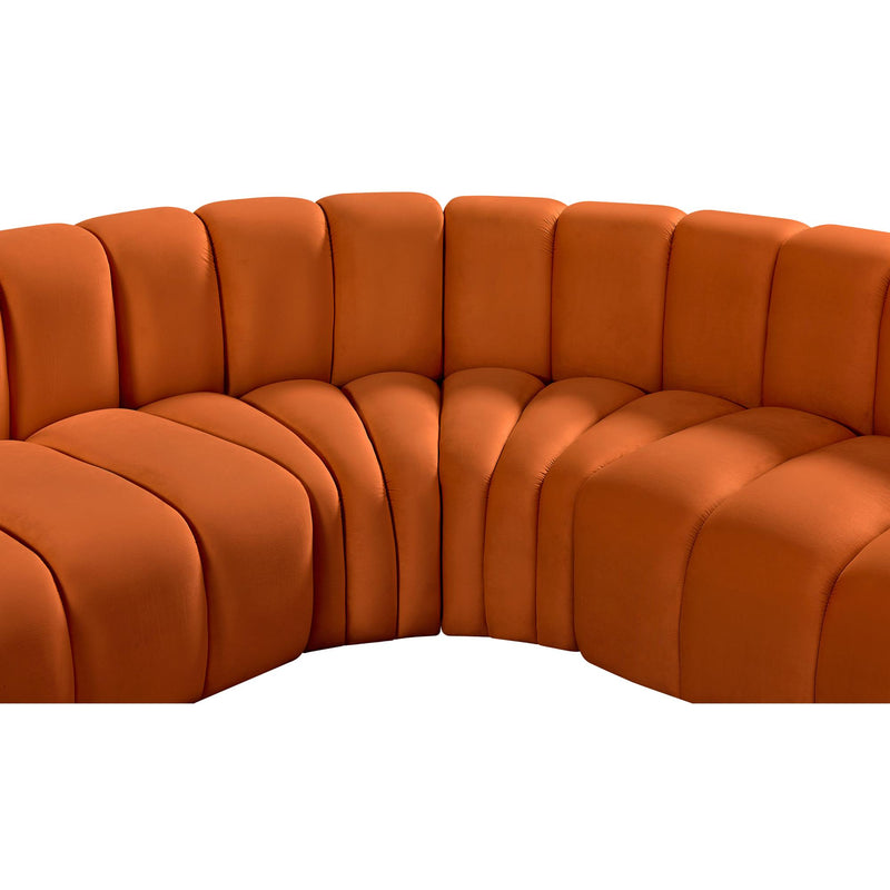 Meridian Arc Cognac Velvet 10 pc Modular Sectional IMAGE 10