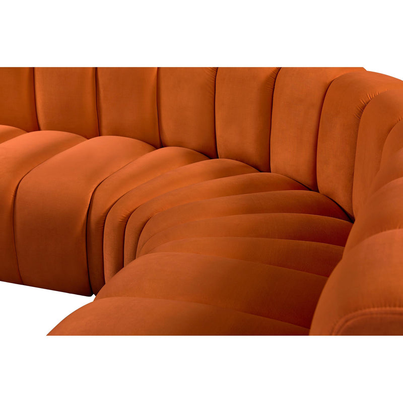 Meridian Arc Cognac Velvet 10 pc Modular Sectional IMAGE 11