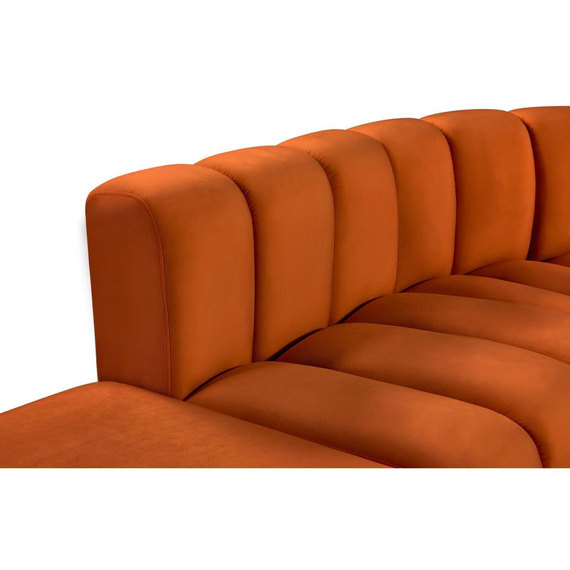 Meridian Arc Cognac Velvet 10 pc Modular Sectional IMAGE 12