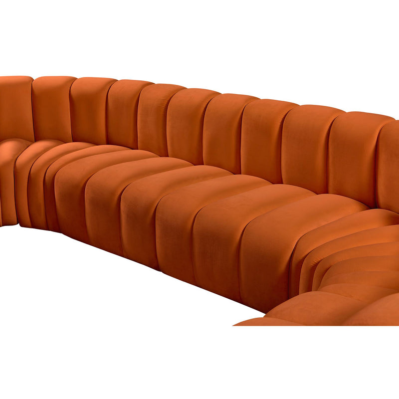 Meridian Arc Cognac Velvet 10 pc Modular Sectional IMAGE 13