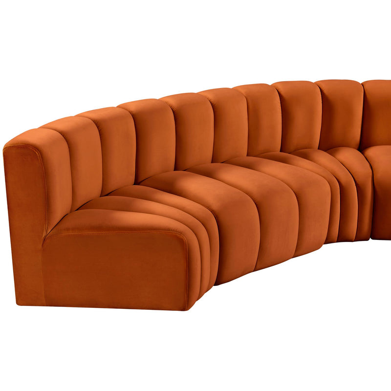 Meridian Arc Cognac Velvet 10 pc Modular Sectional IMAGE 14