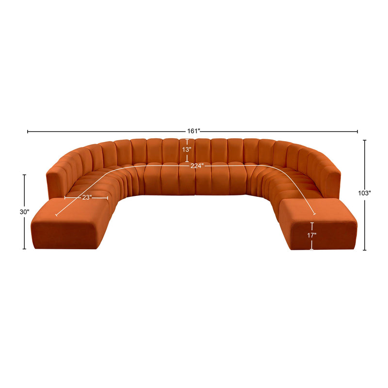 Meridian Arc Cognac Velvet 10 pc Modular Sectional IMAGE 17