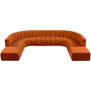 Meridian Arc Cognac Velvet 10 pc Modular Sectional IMAGE 4