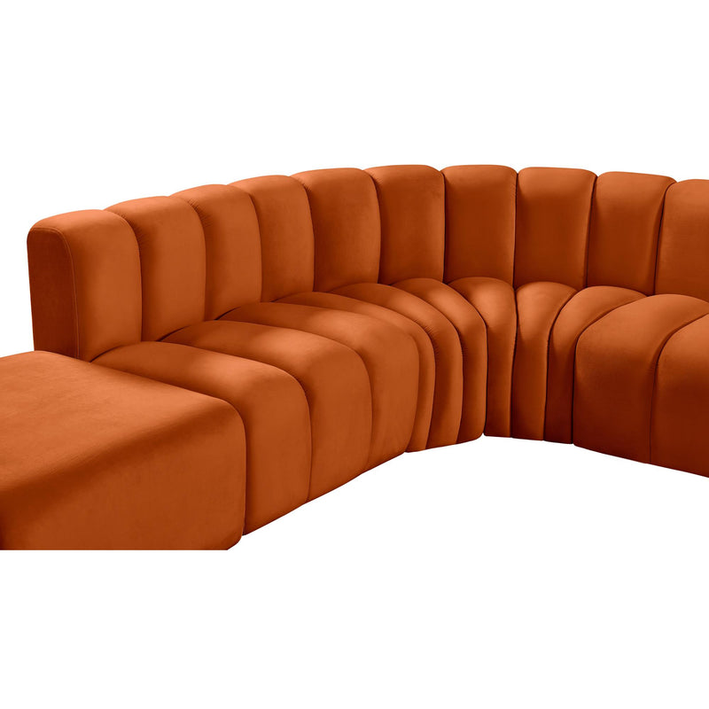 Meridian Arc Cognac Velvet 10 pc Modular Sectional IMAGE 7