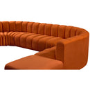 Meridian Arc Cognac Velvet 10 pc Modular Sectional IMAGE 9