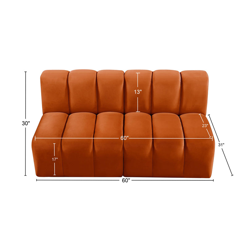 Meridian Arc Cognac Velvet 2 pc Modular Sectional IMAGE 10