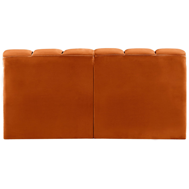 Meridian Arc Cognac Velvet 2 pc Modular Sectional IMAGE 3