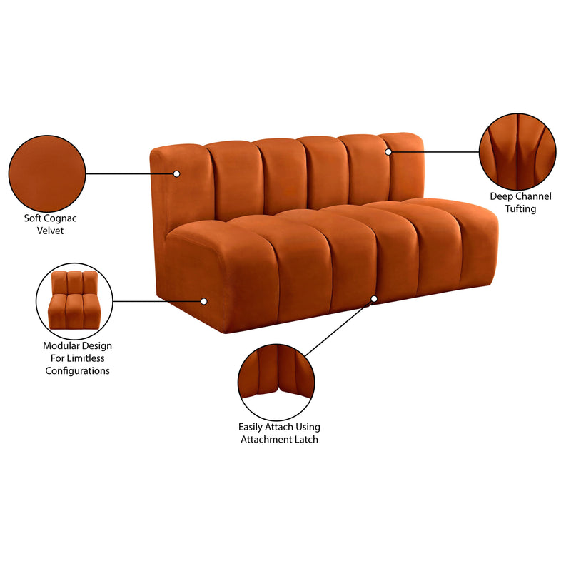 Meridian Arc Cognac Velvet 2 pc Modular Sectional IMAGE 9