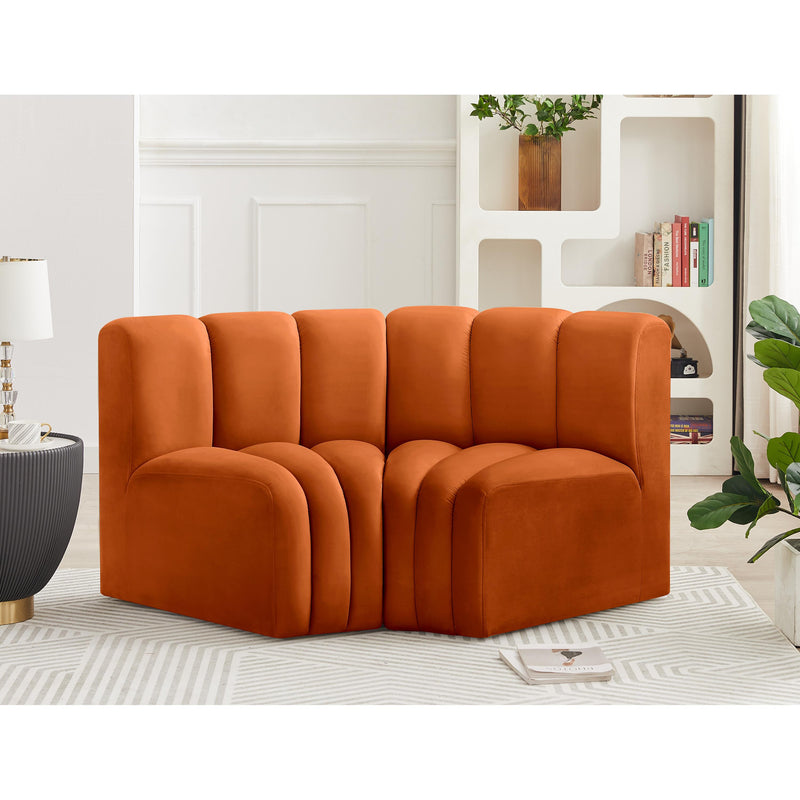 Meridian Arc Cognac Velvet 2 pc Modular Sectional IMAGE 2