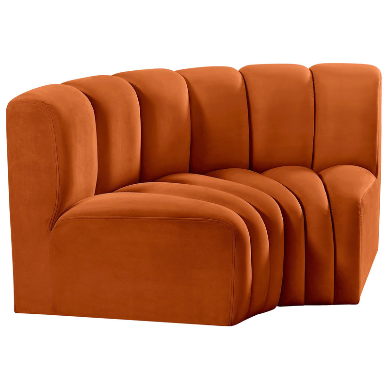 Meridian Arc Cognac Velvet 2 pc Modular Sectional IMAGE 5