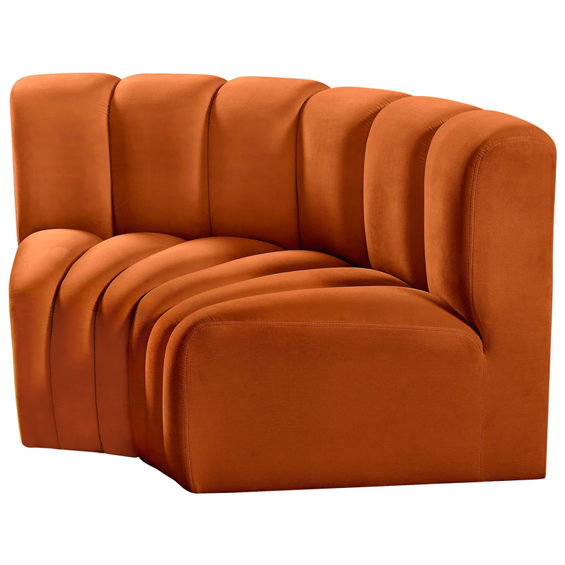 Meridian Arc Cognac Velvet 2 pc Modular Sectional IMAGE 6