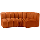 Meridian Arc Cognac Velvet 3 pc Modular Sectional IMAGE 5