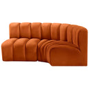 Meridian Arc Cognac Velvet 3 pc Modular Sectional IMAGE 6