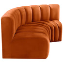 Meridian Arc Cognac Velvet 3 pc Modular Sectional IMAGE 7