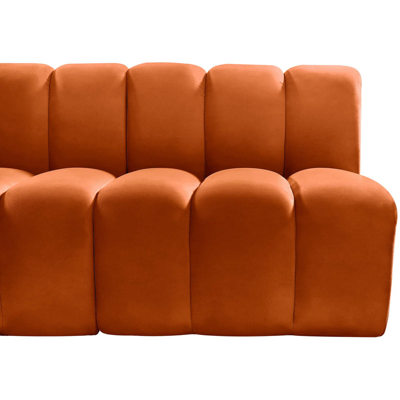 Meridian Arc Cognac Velvet 3 pc Modular Sectional IMAGE 8