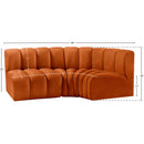 Meridian Arc Cognac Velvet 3 pc Modular Sectional IMAGE 9