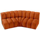 Meridian Arc Cognac Velvet 3 pc Modular Sectional IMAGE 4