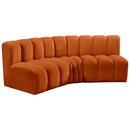 Meridian Arc Cognac Velvet 3 pc Modular Sectional IMAGE 5