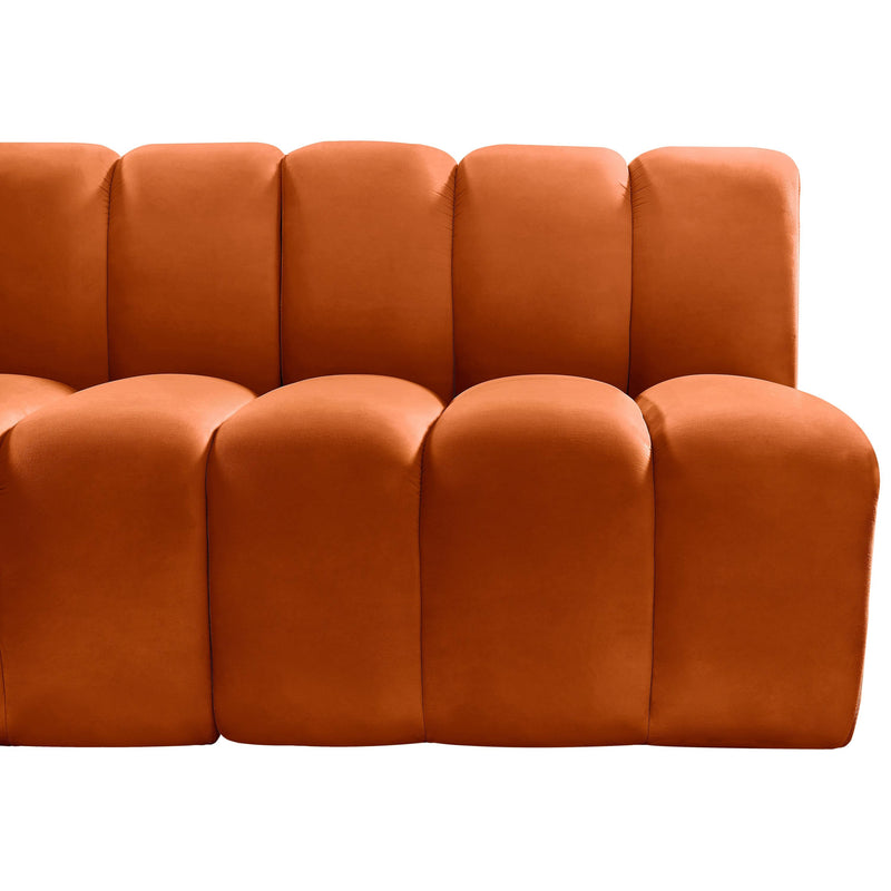 Meridian Arc Cognac Velvet 3 pc Modular Sectional IMAGE 8