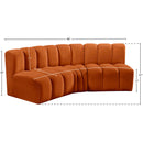 Meridian Arc Cognac Velvet 3 pc Modular Sectional IMAGE 9