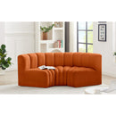 Meridian Arc Cognac Velvet 3 pc Modular Sectional IMAGE 2