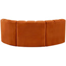 Meridian Arc Cognac Velvet 3 pc Modular Sectional IMAGE 3