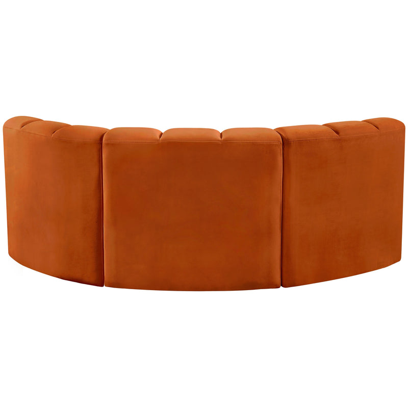 Meridian Arc Cognac Velvet 3 pc Modular Sectional IMAGE 3