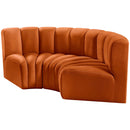 Meridian Arc Cognac Velvet 3 pc Modular Sectional IMAGE 6