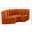 Meridian Arc Cognac Velvet 3 pc Modular Sectional IMAGE 8