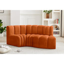 Meridian Arc Cognac Velvet 3 pc Modular Sectional IMAGE 2