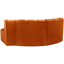 Meridian Arc Cognac Velvet 3 pc Modular Sectional IMAGE 3