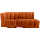 Meridian Arc Cognac Velvet 3 pc Modular Sectional IMAGE 5