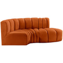 Meridian Arc Cognac Velvet 3 pc Modular Sectional IMAGE 8