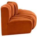 Meridian Arc Cognac Velvet 3 pc Modular Sectional IMAGE 5
