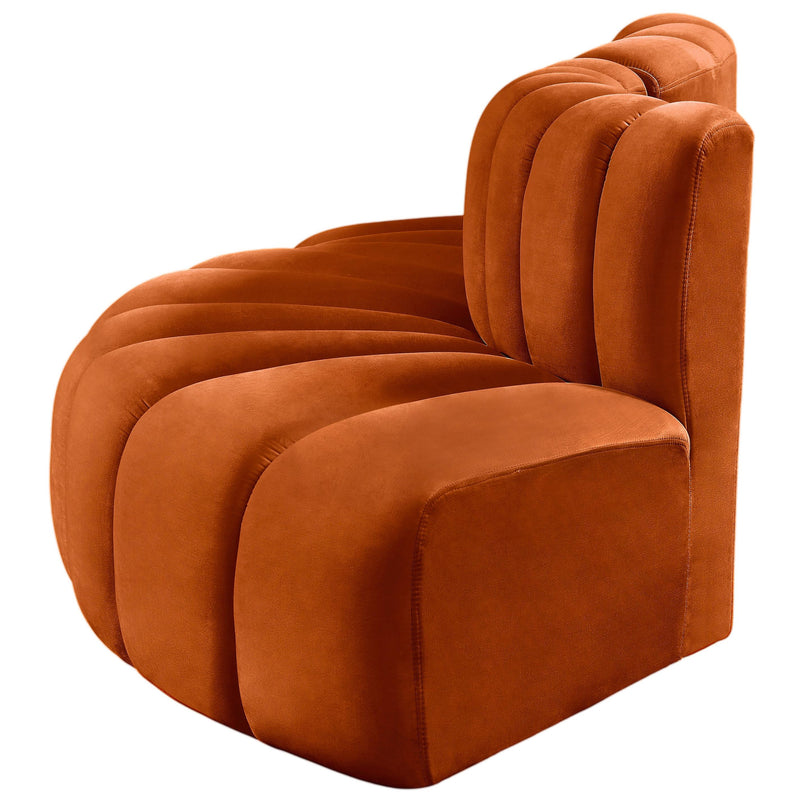 Meridian Arc Cognac Velvet 3 pc Modular Sectional IMAGE 6