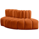 Meridian Arc Cognac Velvet 3 pc Modular Sectional IMAGE 7