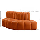 Meridian Arc Cognac Velvet 3 pc Modular Sectional IMAGE 8