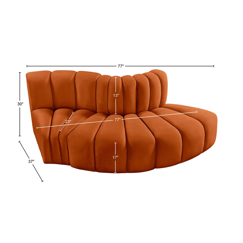 Meridian Arc Cognac Velvet 3 pc Modular Sectional IMAGE 9