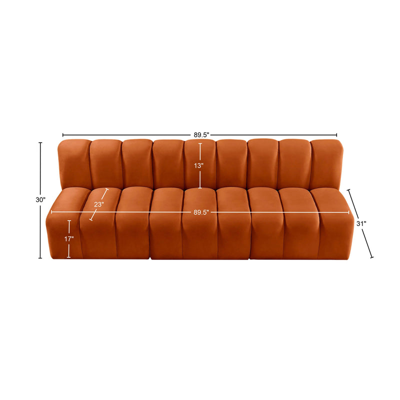 Meridian Arc Cognac Velvet 3 pc Modular Sectional IMAGE 10