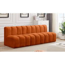Meridian Arc Cognac Velvet 3 pc Modular Sectional IMAGE 2