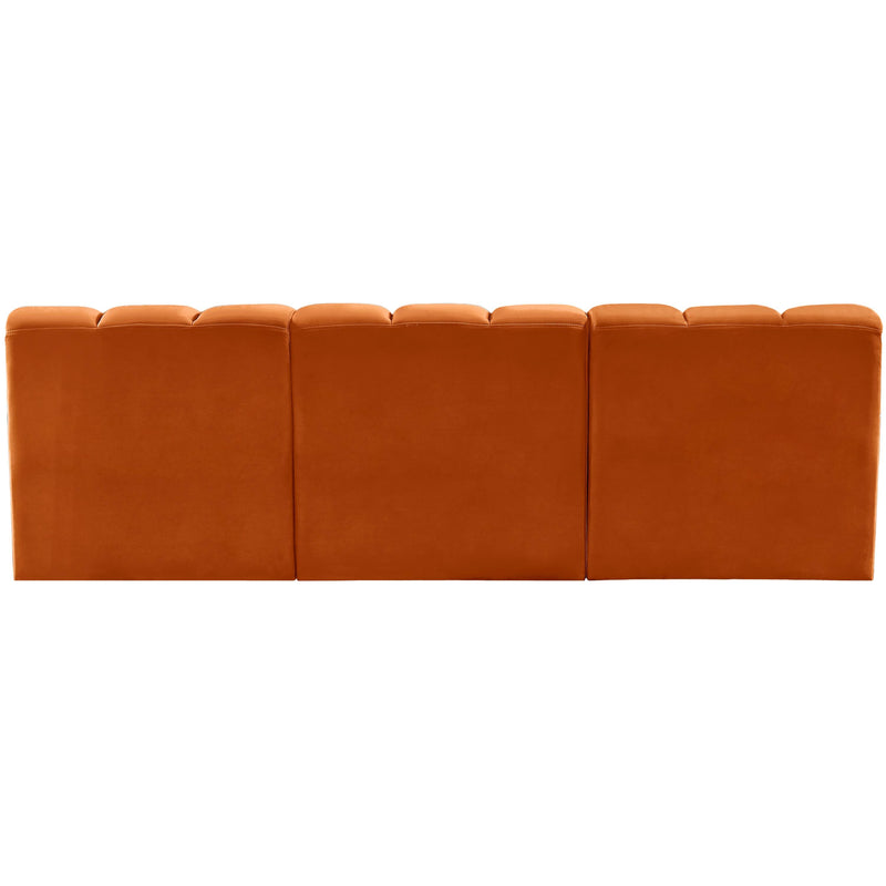 Meridian Arc Cognac Velvet 3 pc Modular Sectional IMAGE 3